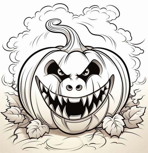 Free Halloween pumpkin coloring page for kids, contemporary, recycled, frayed, HD, caricature-like 27:28
