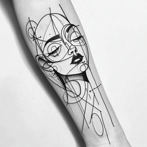 Flat tattoo sketch design with bold outlines for outer forearm