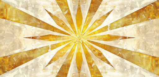 Yellow and old gold star: playful stylized shapes