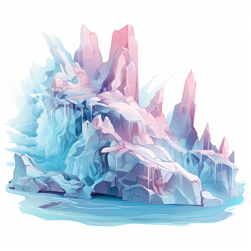 Ice clipart in Pastel Colors Art style, on white background