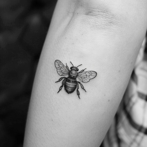 Tiny bee tattoo representing hard work