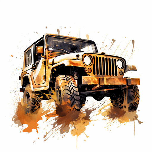 Jeep artwork in the style of Oil painting