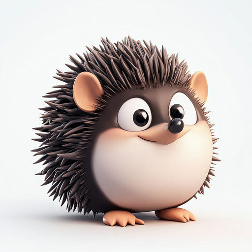 3D hedgehog on flat white background