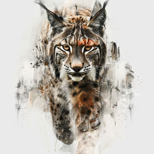 Wild spirit: lynx merged with abstract elements