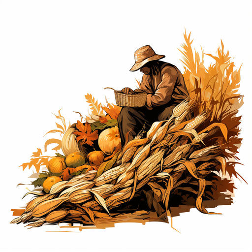 Harvest in Chiaroscuro Art on White Background