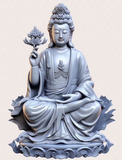 Buddhist sculpture in flat shading style
