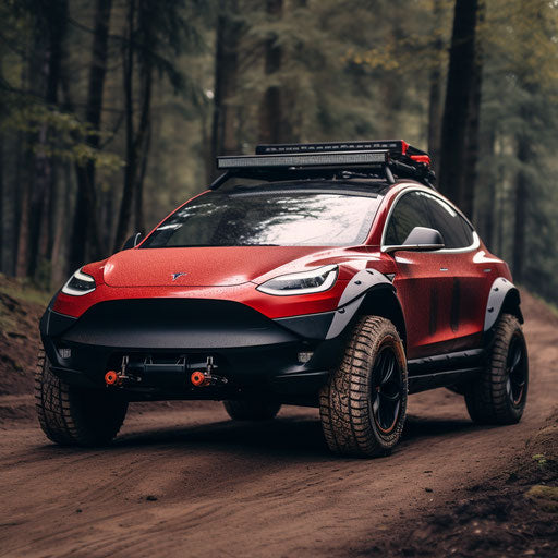 Tesla Model Y rally version with off-road modifications
