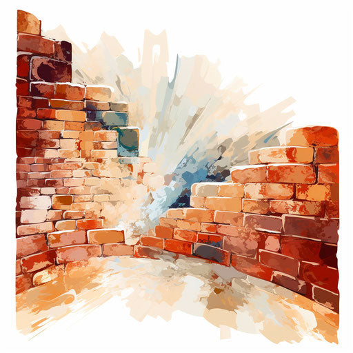 Brick clipart in the style of Impressionistic Art, on white background