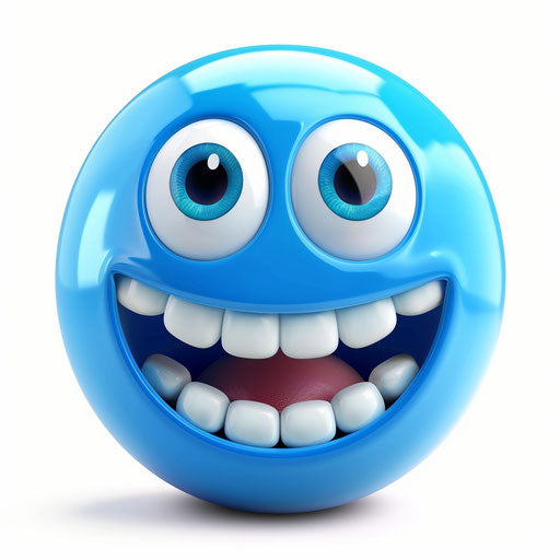 Blue laughing emoji with hanging ears