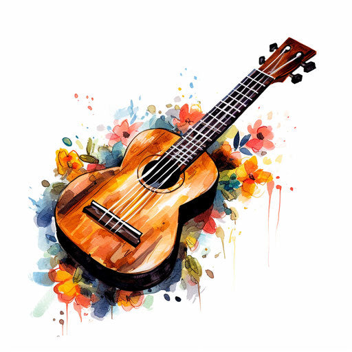 Ukulele illustration in the style of oil painting