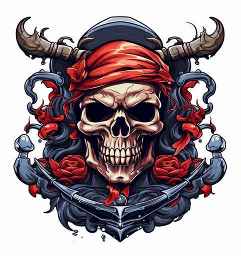 Buccaneers skull and anchor sticker vector illustration