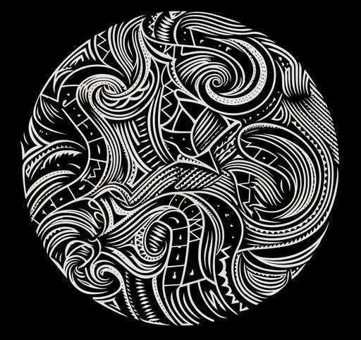 Hand drawn tribal design in black and white, exquisite clothing detail