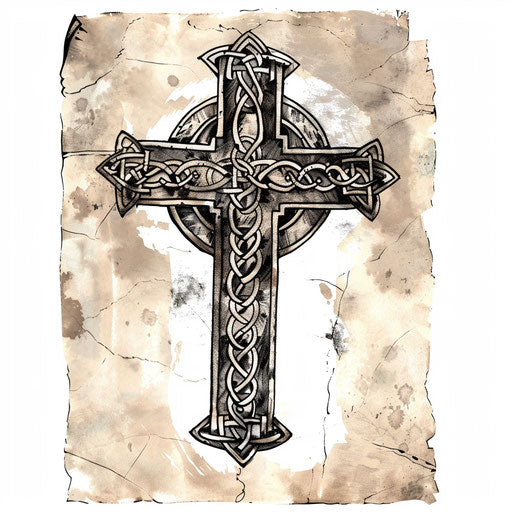 Vintage Celtic cross on white background