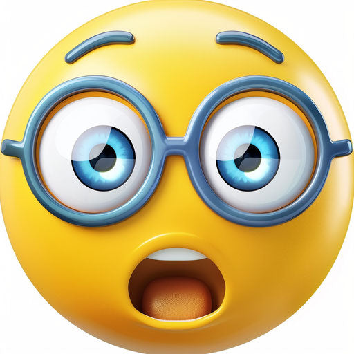 Yellow emoji with big blue eyes and an open mouth