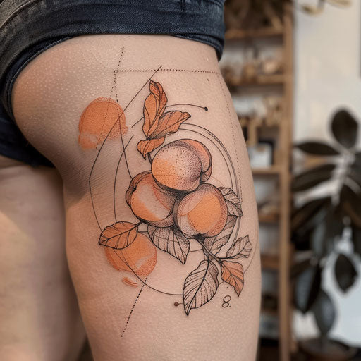 Bohemian flat tattoo sketch of a peach