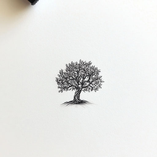Flat tattoo sketch for men with small tree of life
