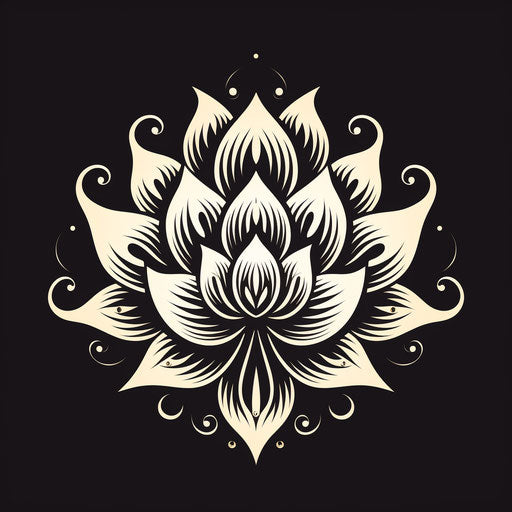 Black and white lotus symbol in Indian traditions style