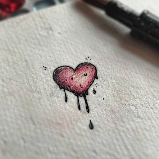 Flat sketch of a crying heart with minimalist aesthetic