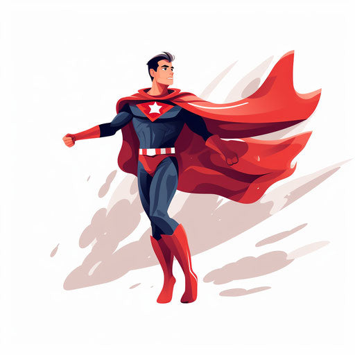 Heroic illustration in the style of Minimalist, on white background