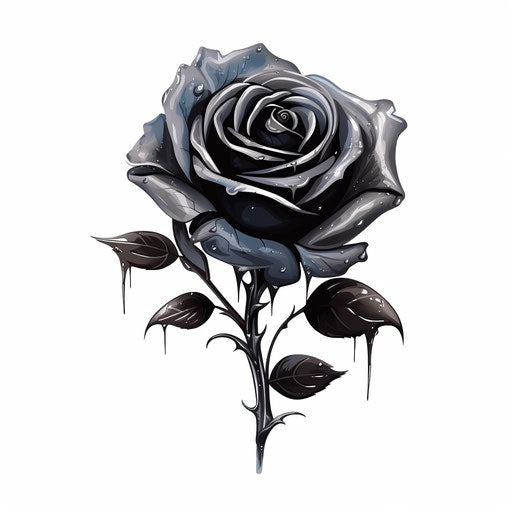 A black rose for a tattoo on a black background