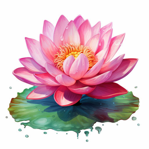Lotus illustration in Oil painting style, on white background