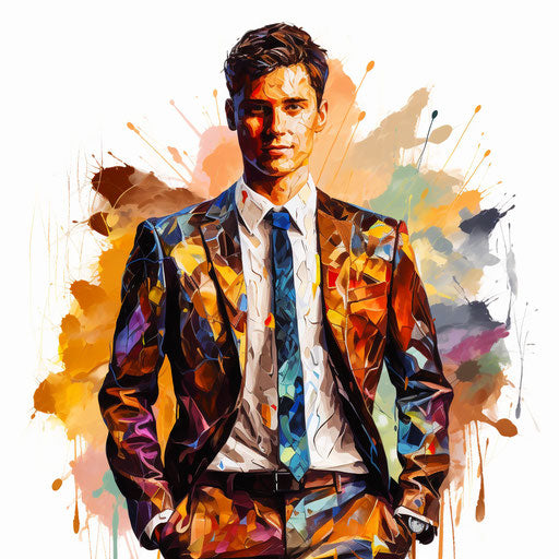 Elegant Suit Clipart in Oil Painting Style