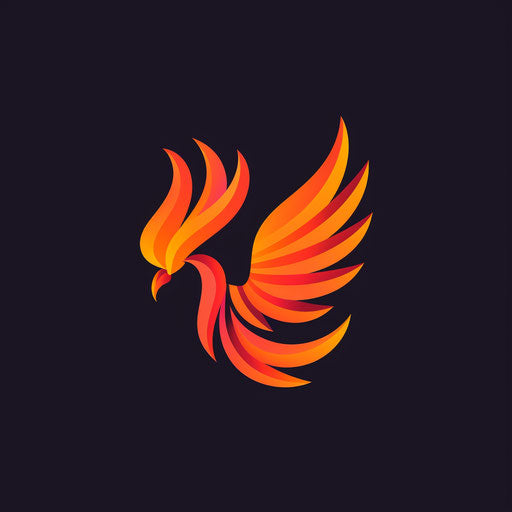 Logo featuring an abstract phoenix, representing rebirth and resilience