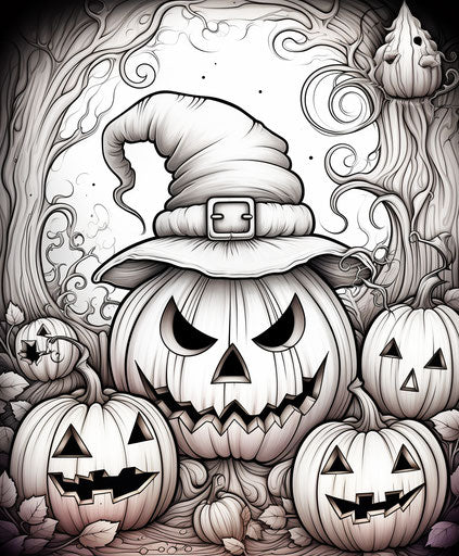 Ghosts and pumpkins to color, Halloween coloring pages for kids