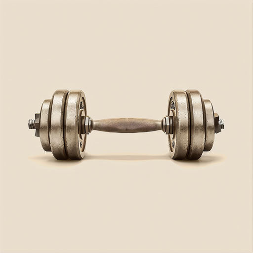 Stylized weight bar on neutral cream background