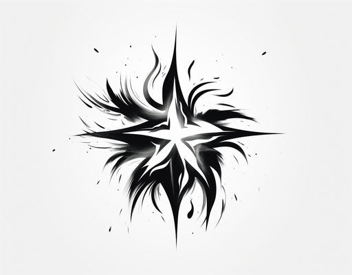Black and white star tattoo design with sketchy style