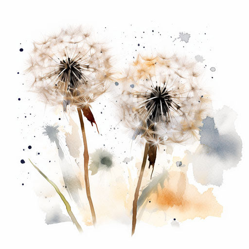 Impressionistic dandelion clipart on white background