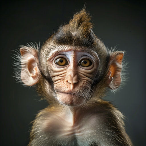 Close-up portrait of a cute monkey with a cheeky grin