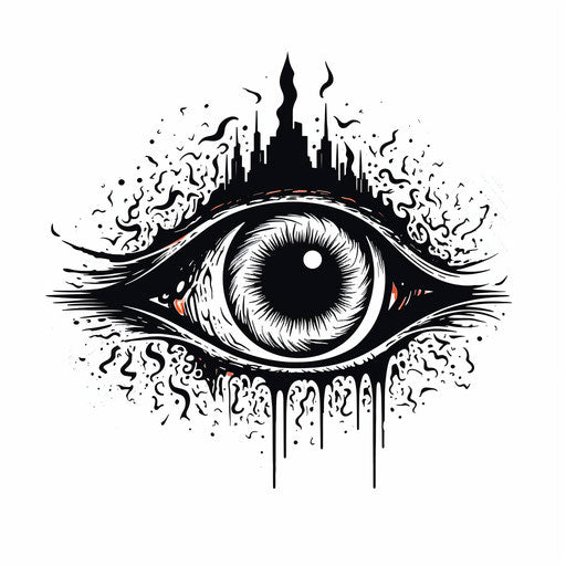 Eye of the allseeing on a white background, tattoo-inspired punk