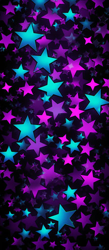 Purple stars on black background, tattoo style, bold lines, cartoonish, teal and purple, sparklecore 18:41