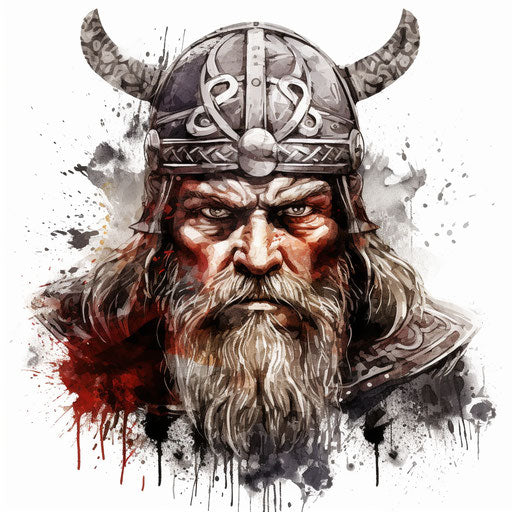 Viking clipart in the style of Oil painting, on a white background