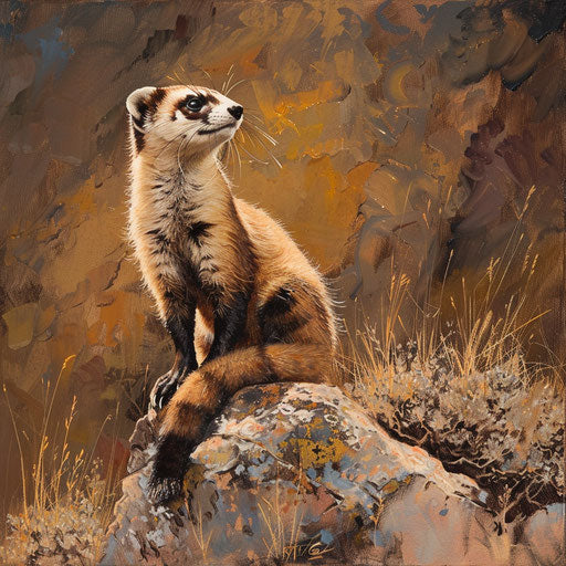 Vigilant black-footed ferret surveying its territory