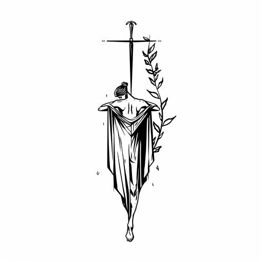 The Hanged Man in Scandinavian minimalist tattoo white