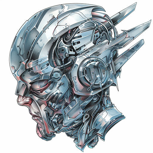Futuristic gangster tattoo with cybernetic enhancements