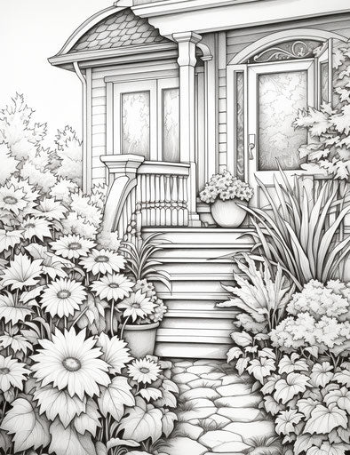 Coloring pages for fall in the style of tranquil gardenscapes