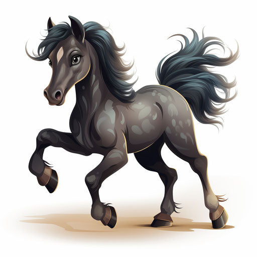 Pony clipart in the style of Chiaroscuro Art, on a white background