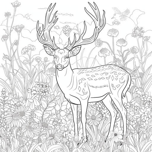 Deer in a meadow of wildflowers