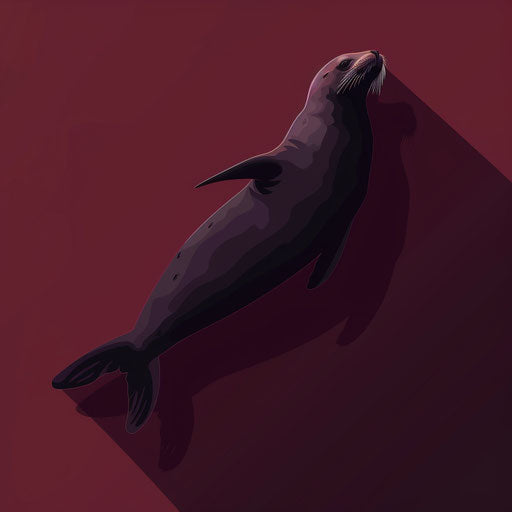 Flat deep maroon background with realistic seal clipart