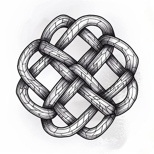 Sailor knot tattoo in geometric blackwork style on white