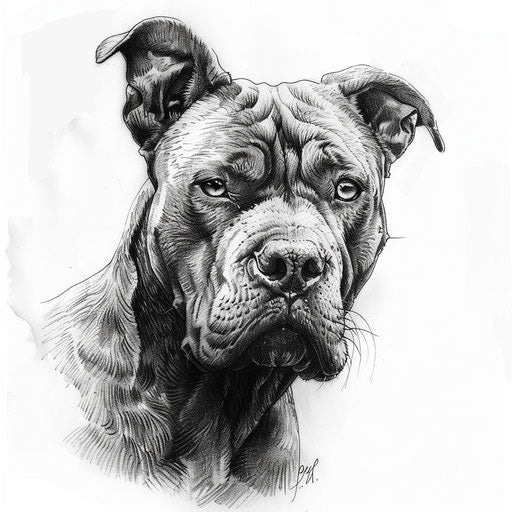Realistic pitbull tattoo design with detailed fur texture