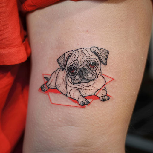 Playful clipart style flat tattoo sketch for a dog outline tattoo