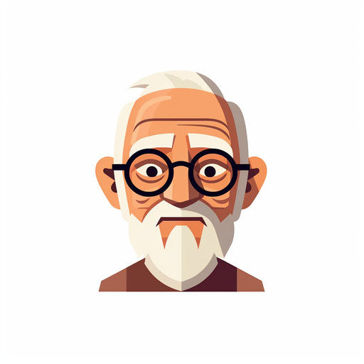 Minimalist-style clipart of grandfather on white background