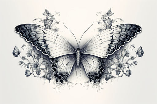 The wings of a butterfly with a skull on it