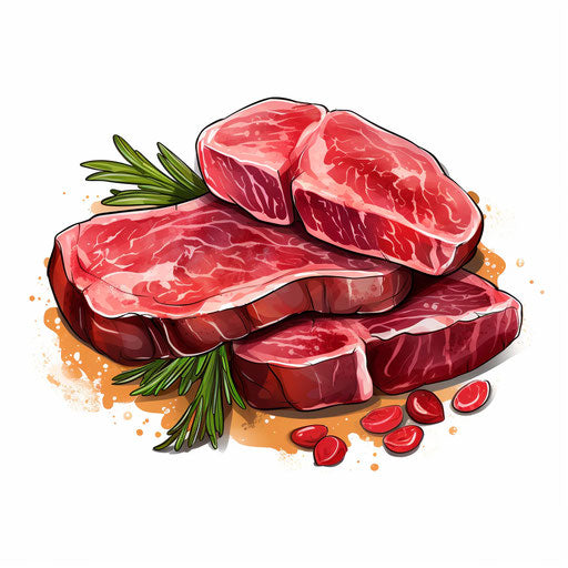 Meat illustration in the style of Chiaroscuro Art on white background