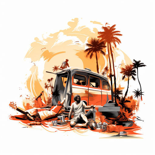 Weekend clipart in the style of Chiaroscuro Art, on white background