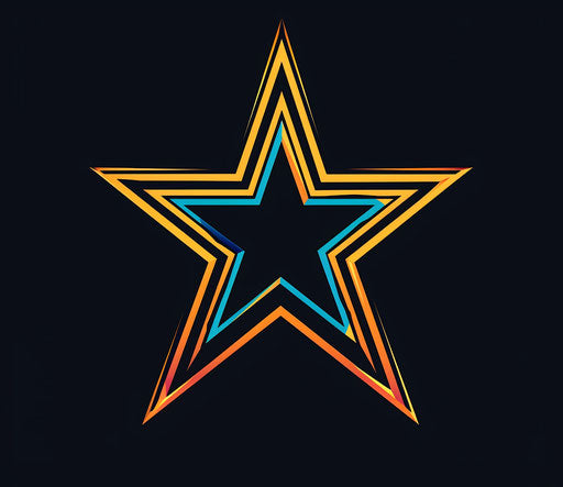 Colorfilled star icon for print, dark sky-blue and orange
